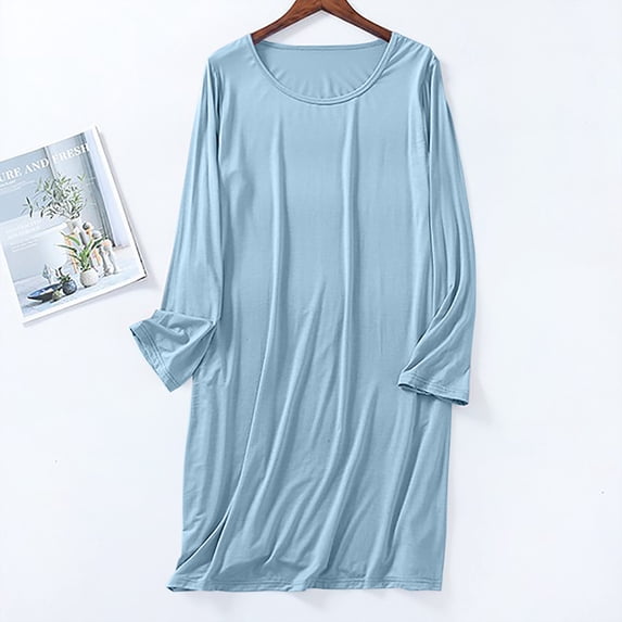 OSFVNOXV Summer Nightgowns for Women 3/4 Sleeve Midi Length Sleep Dress Breathable Loose Fit Sleepshirt Loungewear
