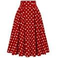 thumbnail image 1 of OSFVNOXV Summer Pleated Skirts for Women Vintage High Waisted Polka Dots Skirts A-Line Swing Midi Skirts with Buttons, 1 of 2