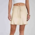 thumbnail image 1 of OSFVNOXV Summer Skirts for Women Satin Silk Mini Skirt Stretch Waistband A-Line Wrap Short Skirt with Drawstring, 1 of 6