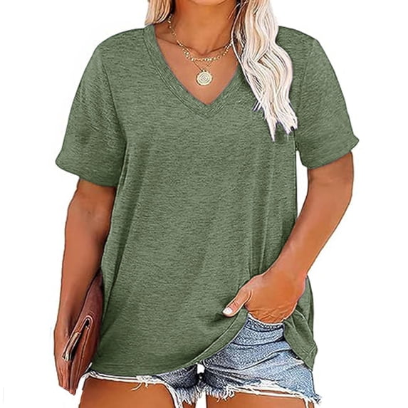 OSFVNOXV Summer Tops for Women 2026 Plus Size Pajama Top Oversized Loose Fit Short Sleeve Sleepwear Shirts