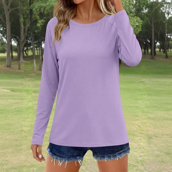 OSFVNOXV Sun Shirts for Women Summer Long Sleeve Workout Tops Cooling Lightweight UPF50+ Quick Drying Athletic Tops