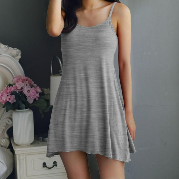 OSFVNOXV Tennis Dress for Women with Built-In-Bra,Seamless Adjustable Spaghetti Straps Mini Length Sleepwear Undershirts