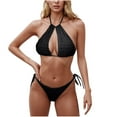 thumbnail image 1 of OSFVNOXV Thong Swimsuits for Women 2-Piece Bikini Sets Push Up Halter Swim Top and High Waisted G-String Thong Beachwear Bathing Suit, 1 of 4
