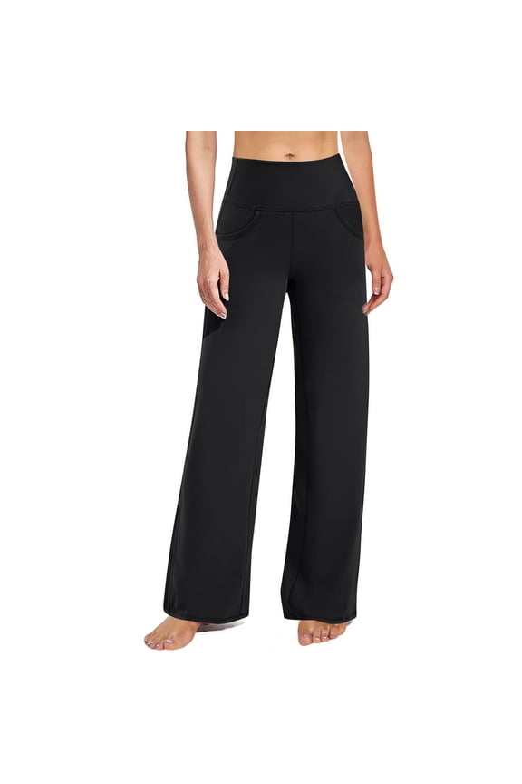Wide Leg Pants for Women Casual High Waisted Dress Pants Loose Fit Solid Color Straight Leg Trouser with Pockets