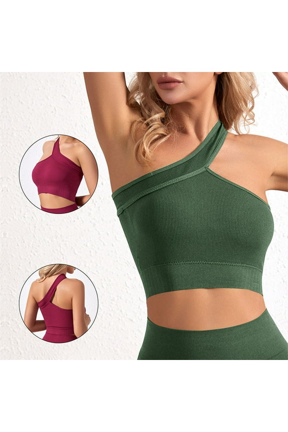 Wireless Bras with Support And Lift,One Shoulder Straps Bra High-elastic Tube Top Longline Running Yoga Fitness Exercise Everyday Bra Spring