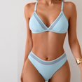 thumbnail image 1 of OSFVNOXV Women's Bikini Sets Push Up Bra and Thong Swimsuit Solid Color High Waisted Bathing Suits Clearance, 1 of 9