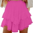 thumbnail image 1 of OSFVNOXV Women's Casual Mini Skirts Summer A-Line Skirt Elastic High Waist Cute Flowy Tiered Layered Boho Skorts for Beach Vacation, 1 of 5