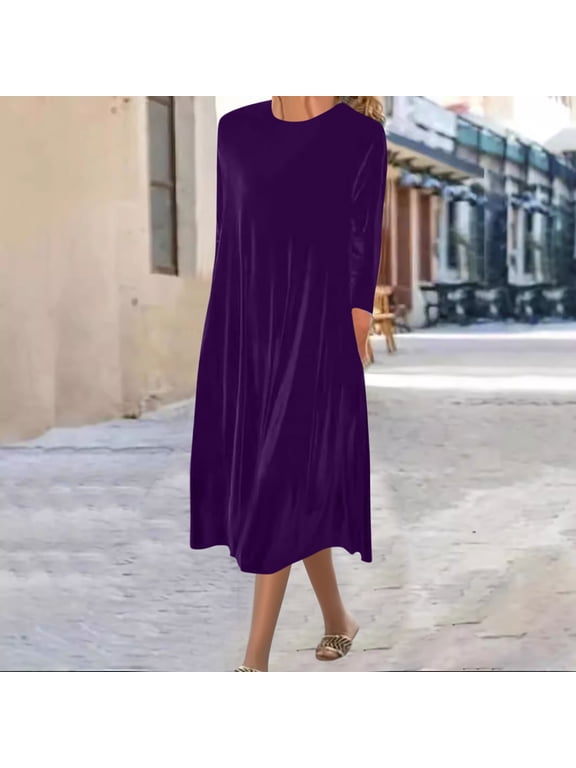 Women's Cocktail Dress Long Sleeve Ruched Velvet Stretchy Long Tunic Dress for Mother of Bride for Prom