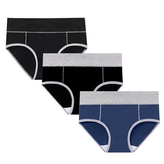 OSFVNOXV Women's Plus Size Cotton Period Underwear 3-Pack High Waist Seamless Breathable Briefs with Butt-Lifting Support