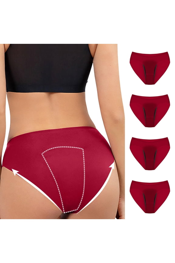 Women's Underwear Pack 4 Pack Leakproof Period Briefs Mid Rise Breathable Comfortable Nylon Stretch Underwear