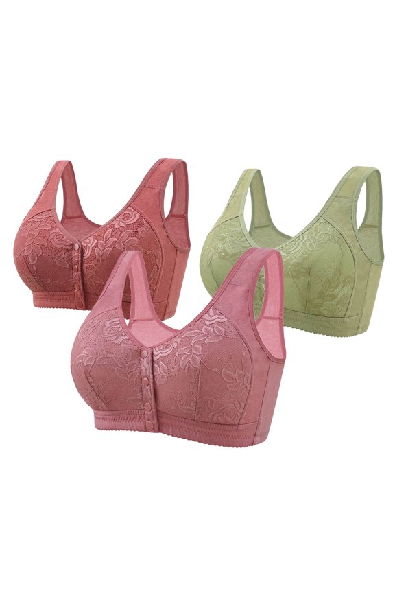 Womens Bras Plus Size Lace Bralette Full Coverage Seamless Embroidery Front Closure No Wire Bra for Big Busted Women First Mothers Day Gift for New Mom ,S-4XL