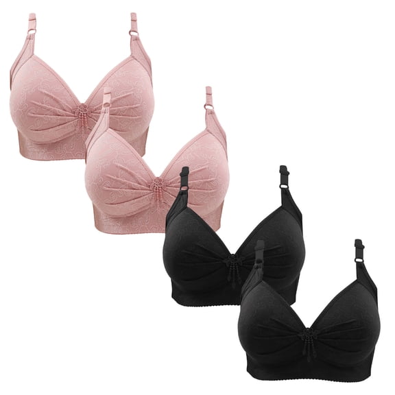 OSFVNOXV Womens Bras No Underwire Full Support 4 Pack Plus Size Bras Triangle Big Bust Soft Padded Comfortable Full Figure Spaghetti Straps Everyday Bras ,XS-4XL