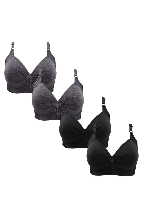 Womens Bras No Underwire Full Support 4 Pack Plus Size Bras Triangle Big Bust Soft Padded Comfortable Full Figure Spaghetti Straps Everyday Bras ,XS-4XL