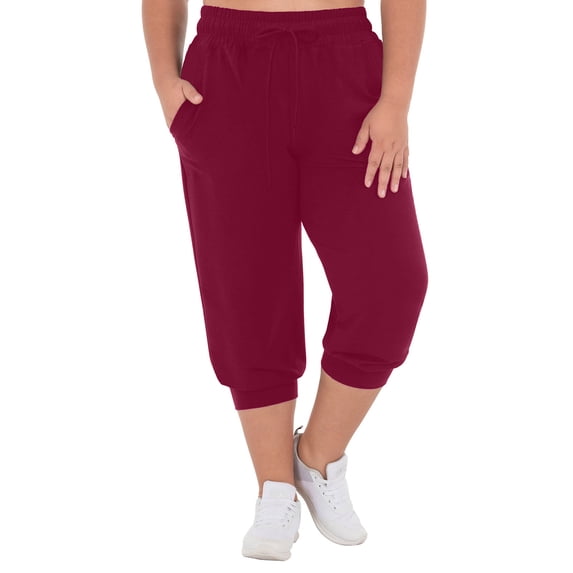 OSFVNOXV Womens Capri Leggings with Pockets Plus Size Cropped Joggers Stretch Fit Workout Bottom