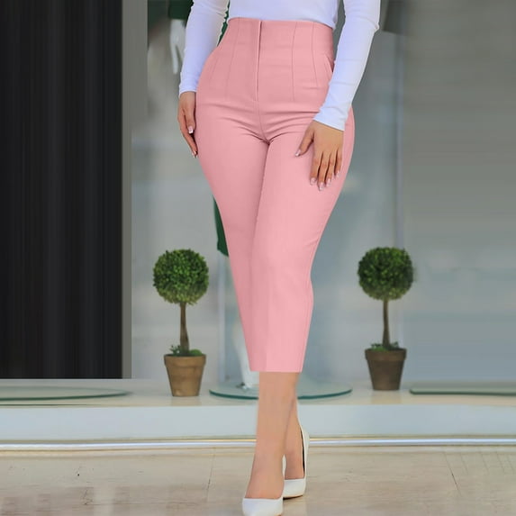 OSFVNOXV Womens High Waisted Pants Trendy Pleated Straight Leg Dress Pant Business Work Casual Trousers