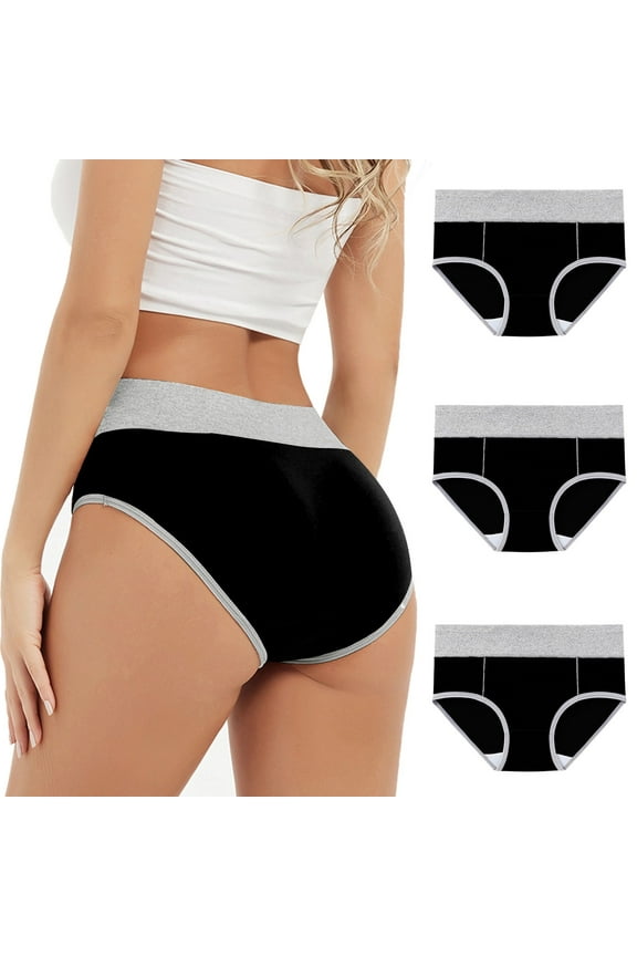 Womens Period Underwear 3 Pack Leakproof Brief Plus Size Seamless Breathable Moisture Wicking Disposable Panties ,M-5XL