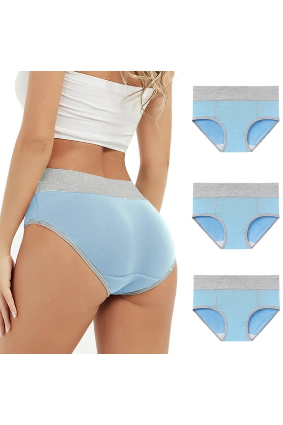 Womens Period Underwear 3 Pack Leakproof Brief Plus Size Seamless Breathable Moisture Wicking Disposable Panties ,M-5XL