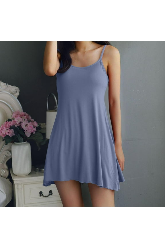 Womens Short Nightgowns with Built-In-Bra,Adjustable Strap Seamless Mini Golf Dress,Athletic Casual Flowy Slip Night Dress