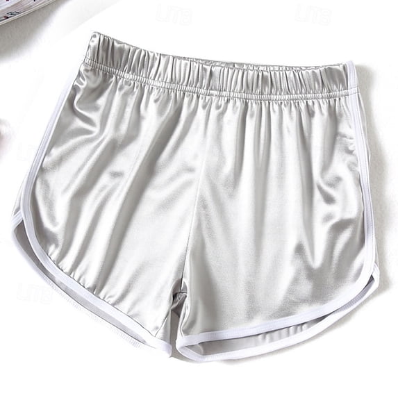 OSFVNOXV Womens Shorts Pajamas Young Adult Y2K Satin Shorts High Waisted Seamless Comfy Sleepwear Bottom