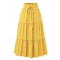 thumbnail image 1 of OSFVNOXV Womens Summer Boho High Smocked Waist Tiered Ruffle Tie Front A-Line Flowy Maxi Skirts, 1 of 2