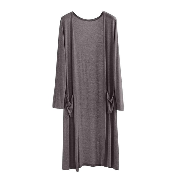 OSFVNOXV Womens Swim Cover Up Long Cardigan Long Sleeve Shrugs Loose Fit Sleepshirt Solid Color Flowy Open Front Cardigan Sleepwear Nightwear