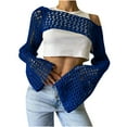 thumbnail image 1 of OSFVNOXV Womens Swimsuit Cover Up ,Summer Casual Crochet Tube Top Y2K Long Sleeve See Sheer Crewneck Knit Shirts, 1 of 4