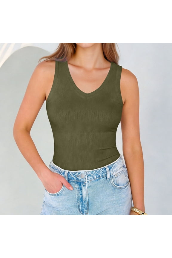 Womens Tank Tops Athletic Shirt Juniors Y2K Standard Straps Ribbed Knit Soft Breathable Cami Tank Tops for Women