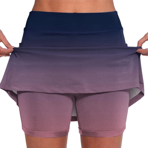 OSFVNOXV Workout Shorts Biker Skort Medium Waist Gradient Color Gym Sports Fitness Athletic Bottom with Pockets Mothers Birthday Gifts ,S-4XL