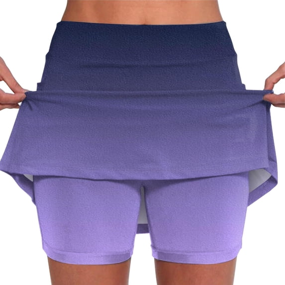 OSFVNOXV Workout Shorts Biker Skort Medium Waist Gradient Color Gym Sports Fitness Athletic Bottom with Pockets Mothers Birthday Gifts ,S-4XL