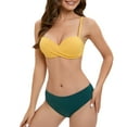 thumbnail image 1 of OSFVNOXV Yellow Bikinis for Women Backless Push Up Bra Bikini Top Soft Padded Small Cups and Swimwear Bottom Summer Beachwear, 1 of 8