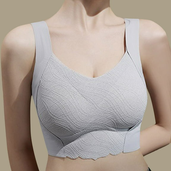 OSFVNOXV Yoga Bras for Women Soft Seamless Sports Bra Full Figure Large Breast Wide Straps Thick Padded Comfortable Bralette for Older Women