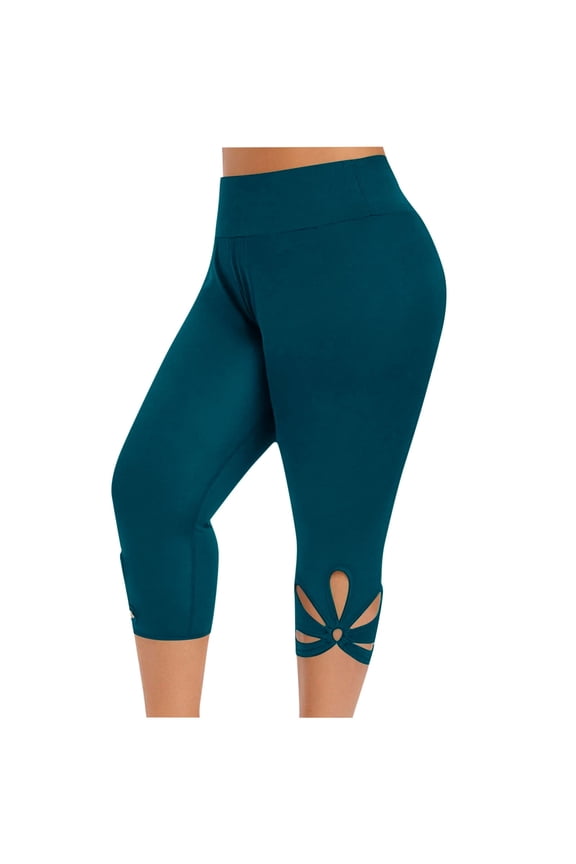 Yoga Capri Leggings for Women Plus Size Casual Stretch Solid Color 7/8 Cropped Butt-Lifting Pants for Activewear Beachwear ,S-5XL