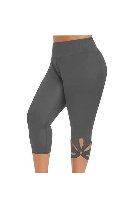 Yoga Capri Leggings for Women Plus Size Casual Stretch Solid Color 7/8 Cropped Butt-Lifting Pants for Activewear Beachwear ,S-5XL