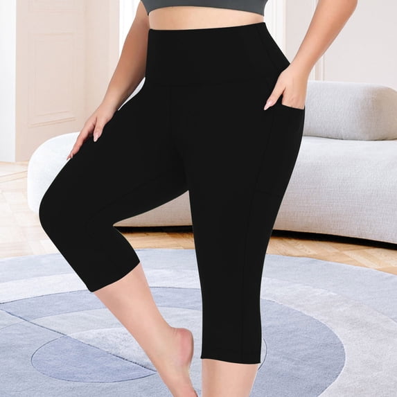 OSFVNOXV Yoga Leggings for Women Plus Size Stretchy Capris Quick Drying Track Trouser with Pockets