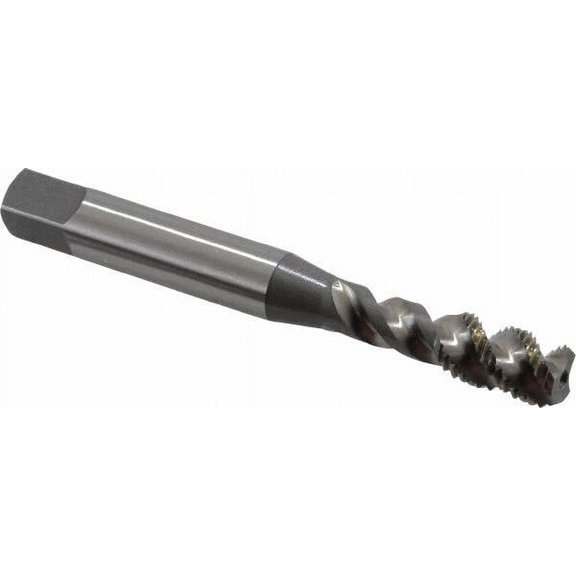 OSG 1/4-28 UNF, 3 Flute, 50 Helix, Bottoming Chamfer, Bright Finish, HSS Spiral Flute STI Tap Right Hand Flute, 2-1/2" OAL, 0.318" Shank Diam, 1" Thread Length