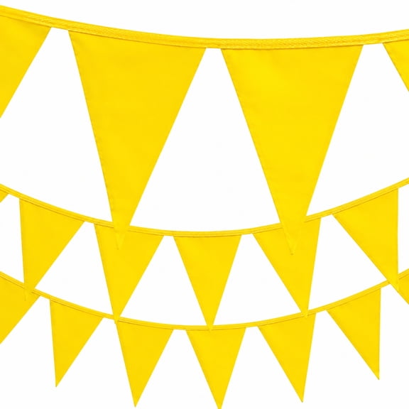 OSHA 500lb rated rooftop flagging for traffic control, events parties: fade-resistant polyester pennant banner flags yellow, 12x18x105ft