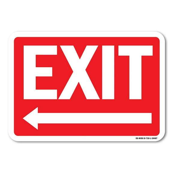 OSHA Aluminum Sign - Exit with Left Arrow |  Aluminum Sign | Protect Your Business, Work Site, Warehouse & Shop Area |  Made in the USA