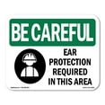 thumbnail image 1 of OSHA BE CAREFUL Sign - Ear Protection Required In This Area | Decal | Protect Your Business, Work Site, Warehouse & Shop Area | Made in the USA, 1 of 5
