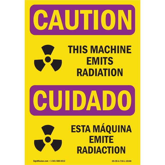 OSHA CAUTION RADIATION Sign - Emits Radiation Bilingual | Plastic Sign | Protect Your Business, Construction Site, Warehouse & Shop Area | Made in the USA