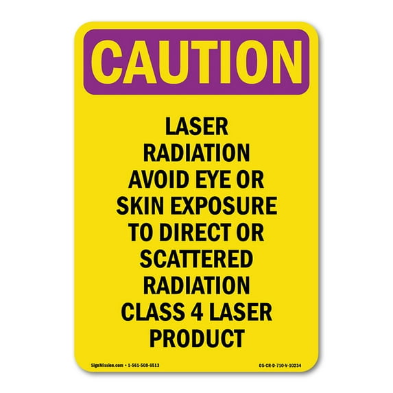 OSHA CAUTION RADIATION Sign - Laser Radiation Avoid Eye Or Skin | Decal | Protect Your Business, Work Site, Warehouse & Shop Area | Made in the USA