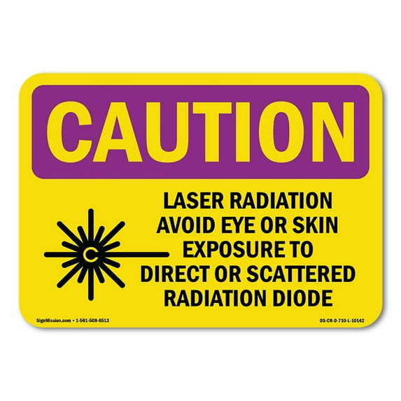 OSHA CAUTION RADIATION Sign - Laser Radiation Avoid Eye Or With Symbol | Plastic Sign | Protect Your Business, Work Site, Warehouse | Made in the USA