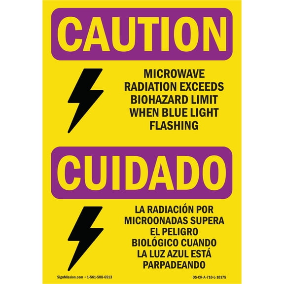 OSHA CAUTION RADIATION Sign - Microwave Radiation Bilingual | Decal | Protect Your Business, Work Site, Warehouse & Shop Area | Made in the USA