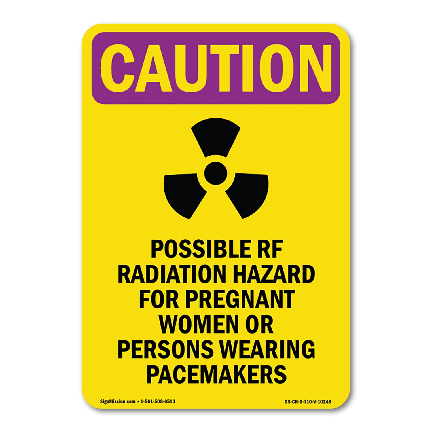 OSHA CAUTION RADIATION Sign Possible RF Radiation With Symbol Decal Protect Your Business
