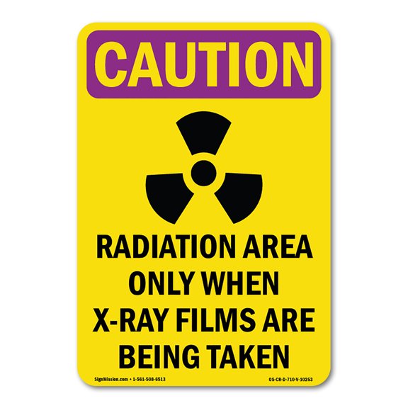 OSHA CAUTION RADIATION Sign - Radiation Area Only With Symbol | Decal | Protect Your Business, Work Site, Warehouse & Shop Area | Made in the USA