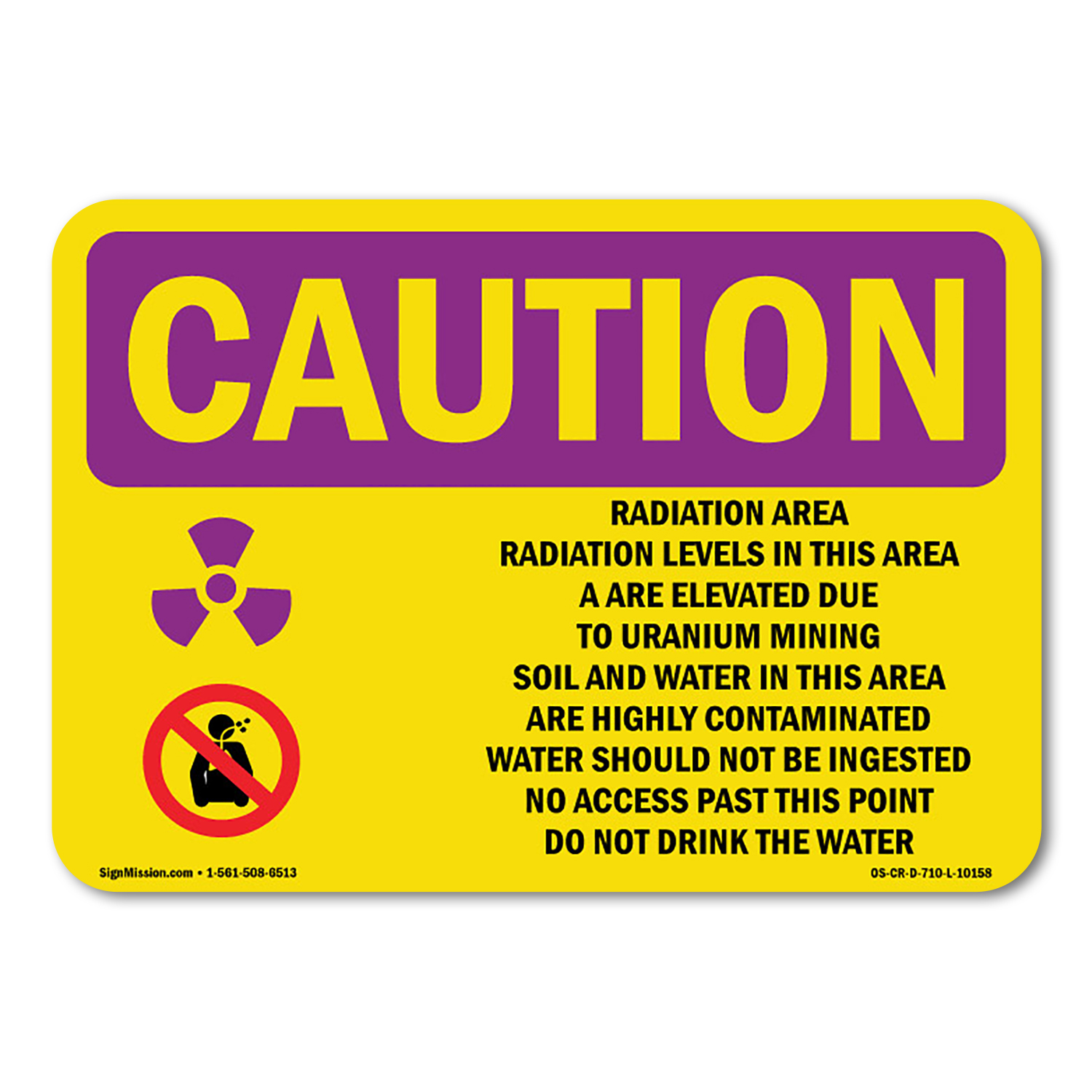 OSHA CAUTION RADIATION Sign Radiation Area Radiation Levels With Symbol Decal Protect Your