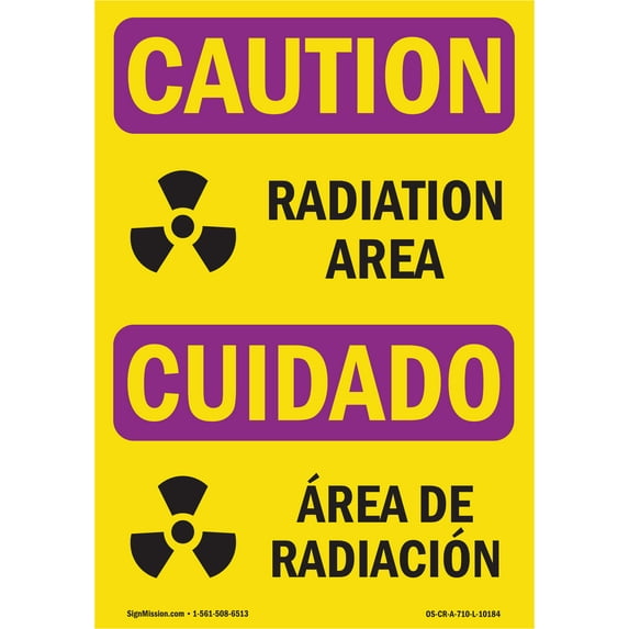 OSHA CAUTION RADIATION Sign - Radiation Area With Symbol | Plastic Sign | Protect Your Business, Work Site, Warehouse & Shop Area | Made in the USA