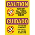 thumbnail image 1 of OSHA CAUTION RADIATION Sign - Turn Off Cell Phones Bilingual 14" X 10" Rigid Plastic Sign Protect Your Business, Work Site, Warehouse & Shop Area, 1 of 5