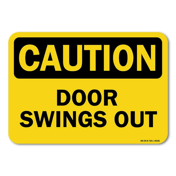 OSHA Caution Aluminum Sign - Door Swings Out |  Aluminum Sign | Protect Your Business, Work Site, Warehouse & Shop Area |  Made in the USA