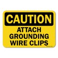 thumbnail image 1 of OSHA Caution Decal - Attach Grounding Wire Clips | Decal | Protect Your Business, Work Site, Warehouse & Shop Area |  Made in the USA, 1 of 5