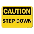 thumbnail image 1 of OSHA Caution Decal - Step Down | Decal | Protect Your Business, Work Site, Warehouse & Shop Area |  Made in the USA, 1 of 5